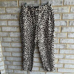 J. Crew Womens Linen Blend Leopard Print Pants, Size 4.